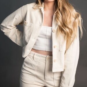 Amuse Society Corduroy Jacket in Cream Size Small